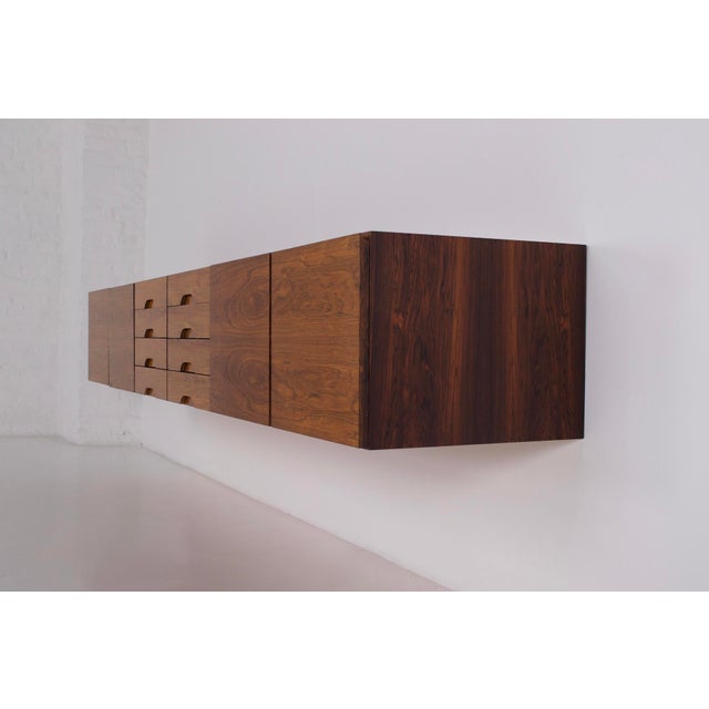Wall-Mounted Hanging Sideboard in Rosewood, 1960s For Sale - Image 4 of 12