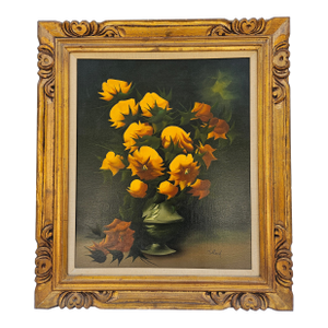 Bright Yellow Floral Still Live Oil on Canvas -Tolland