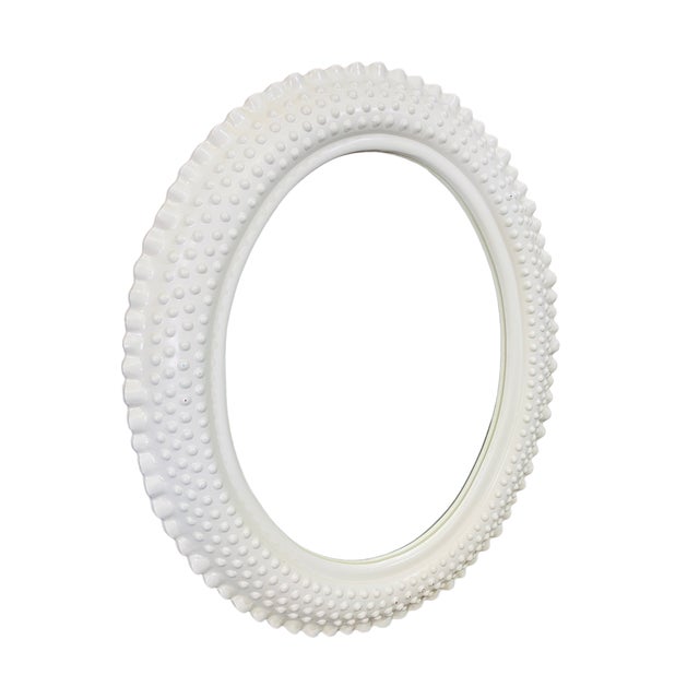 Vintage Burwood Faux Hobnail Milk Glass Oval Mirror Made in Usa Chairish