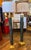 Pair of Galaxy brass floor lamps with column in dark green/teal base with a speckled, multi-color (subtle) finish...