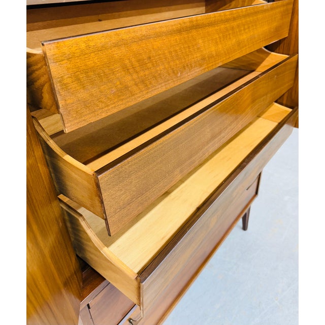 1960s Mid-Century Modern Brasilia Style Walnut High Chest For Sale - Image 5 of 10