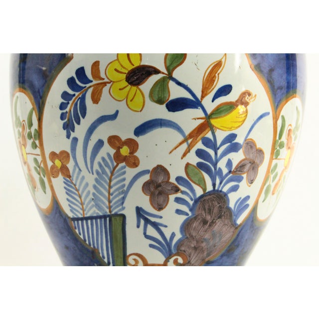 Circa 1764 Delft Vase Blue With Flowers, Marked De Romeyn Petrus Van Meerum For Sale - Image 9 of 18