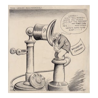 "The Great Mouthpiece" - Vintage Political Cartoon by Harold Mortin Talburt For Sale