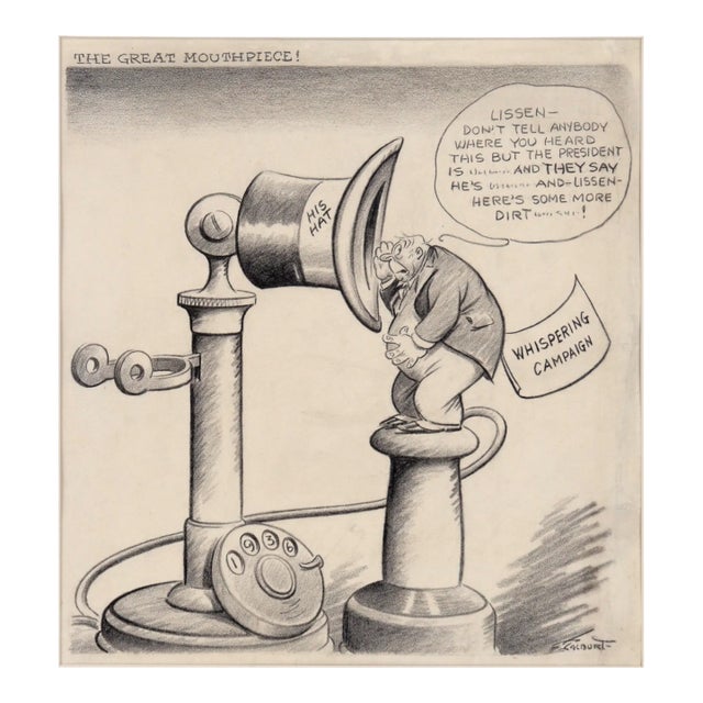 "The Great Mouthpiece" - Vintage Political Cartoon by Harold Mortin Talburt For Sale