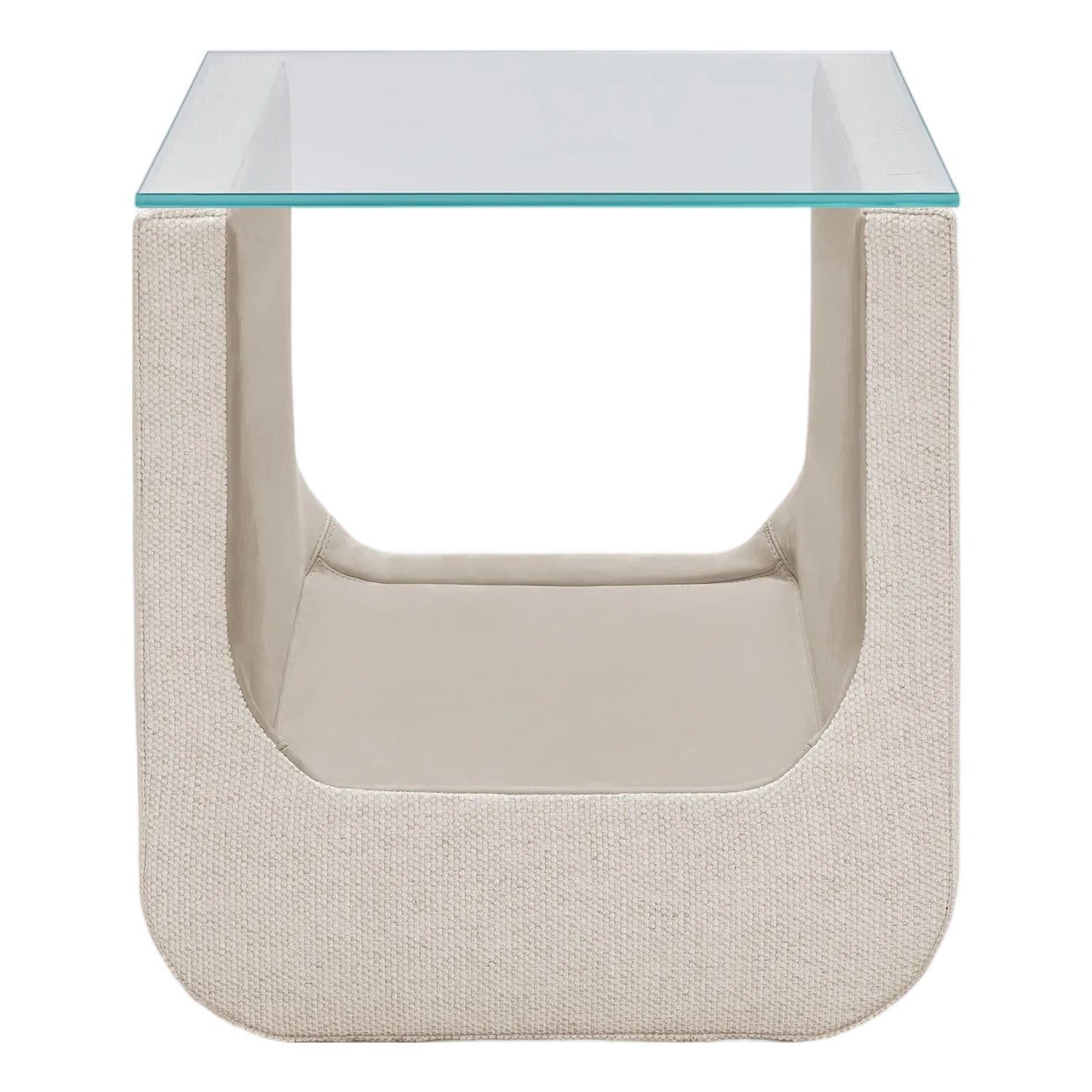 Lancaster Modern Upholstered Luge Side Table | Chairish