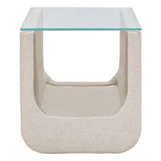 Lancaster Modern Upholstered Luge Side Table For Sale