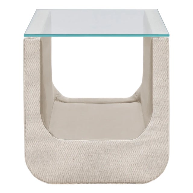 Lancaster Modern Upholstered Luge Side Table For Sale