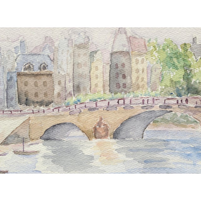 Late 20th Century Elizabeth Stiles "Bridge over the Canal" Contemporary Watercolor Landscape Late 20th Century For Sale - Image 5 of 8