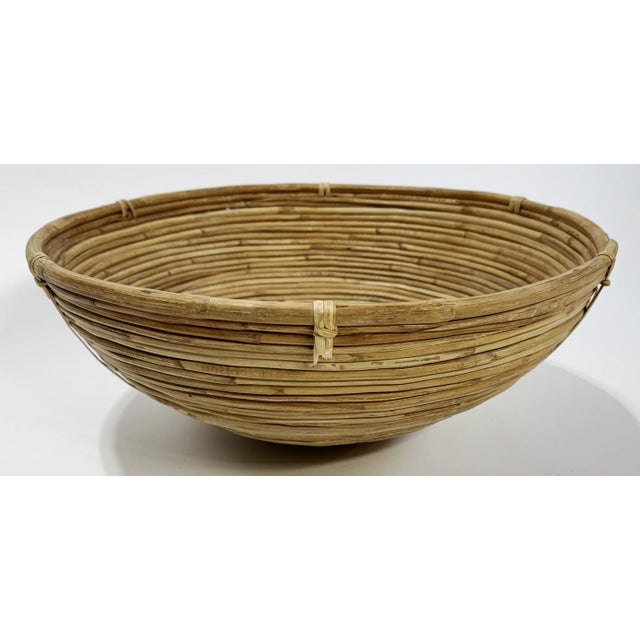 Vintage Oversized Coiled Pencil Reed Bowl For Sale - Image 4 of 11