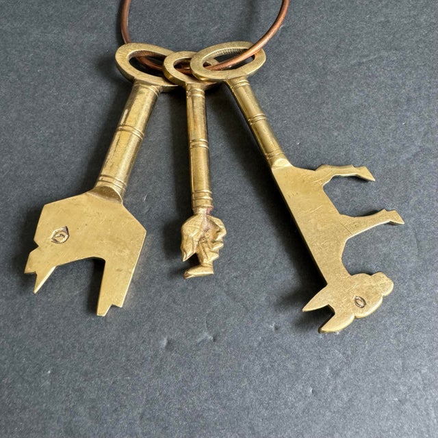 American Vintage Brass Decorative Skeleton Keys For Sale - Image 3 of 8