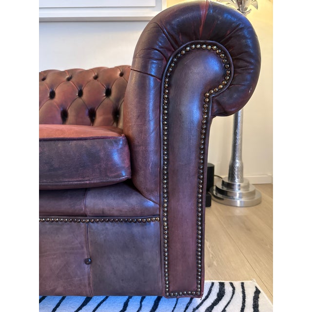 1970s Oxblood Chesterfield Sofa For Sale - Image 9 of 9