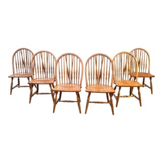 Mid 20th Century Vintage Keller Fiddleback Windsor Chairs - Set of 6 For Sale