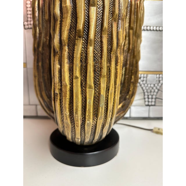 Antique Gold Leaf Plaster Cactus Lamp For Sale In Los Angeles - Image 6 of 12
