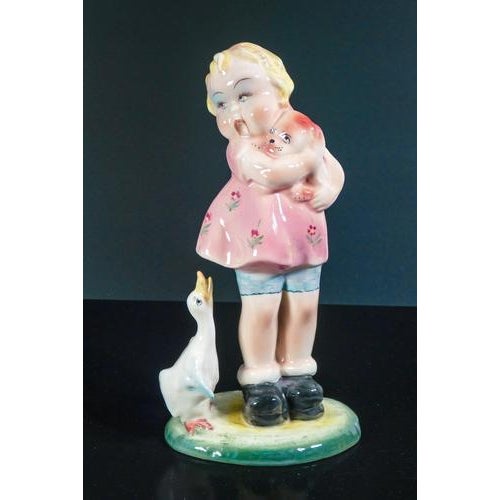 Girl with Puppy and Goose Figurine For Sale - Image 12 of 18