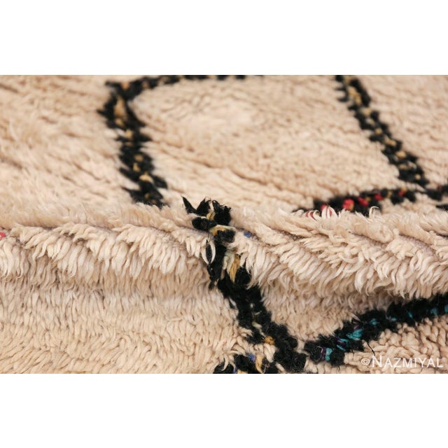 Textile Nazmiyal Collection Vintage Ivory Beni Ourain Moroccan Rug For Sale - Image 7 of 8