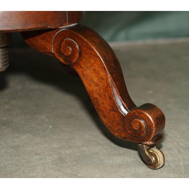 Antique Captain's Desk Chair in Brown Leather, 1880 For Sale - Image 12 of 18