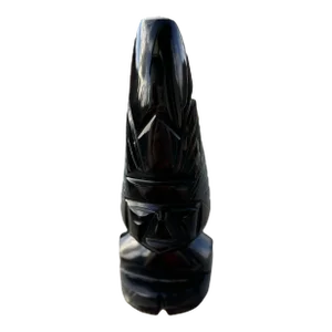 1950s Extra Large Obsidian Aztec Style Carving