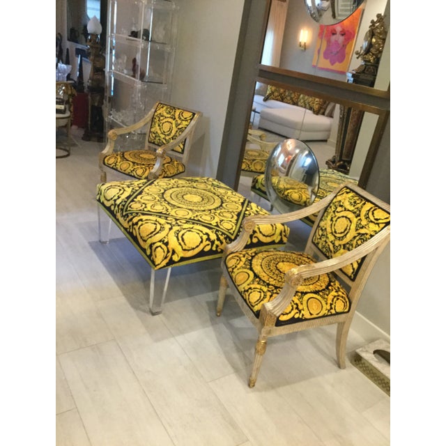 1980s J Scott Vintage Chair With Custom Upholstery in Velvet Gianni Versace Barroco - a Pair For Sale - Image 10 of 12