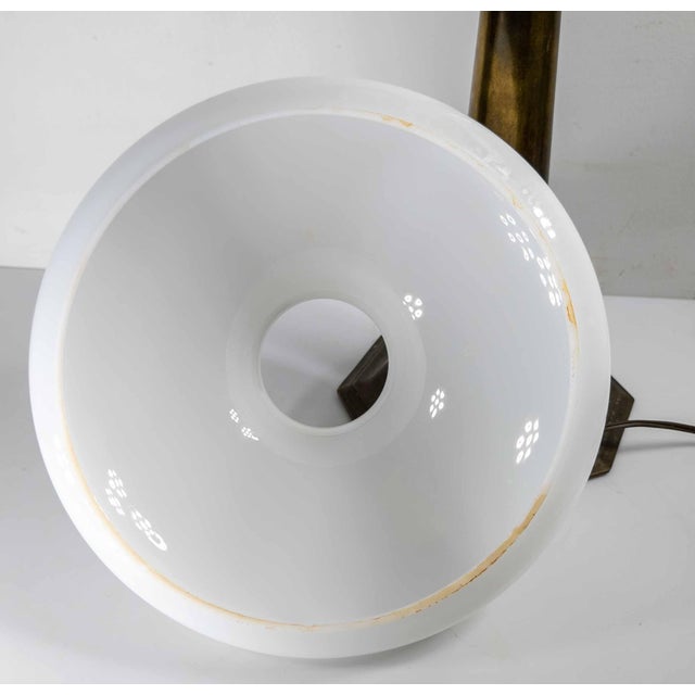 1970's Ethan Allen Brass Sinumbra Astral Lamp Style Table Lamp With White Glass Shade For Sale - Image 9 of 14