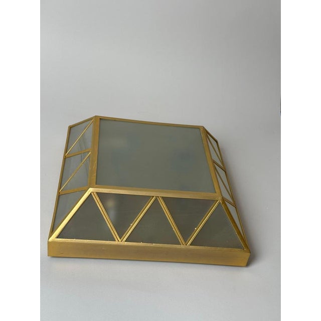 Art Deco Revival Frosted Glass Geometric Flush Mount by Wilhelm Vest, Austria, 1970s For Sale - Image 9 of 16