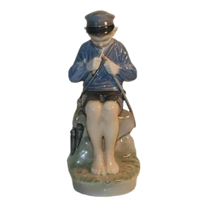Mid Century Royal Copenhagen Porcelain 905 Whittling Boy Figurine