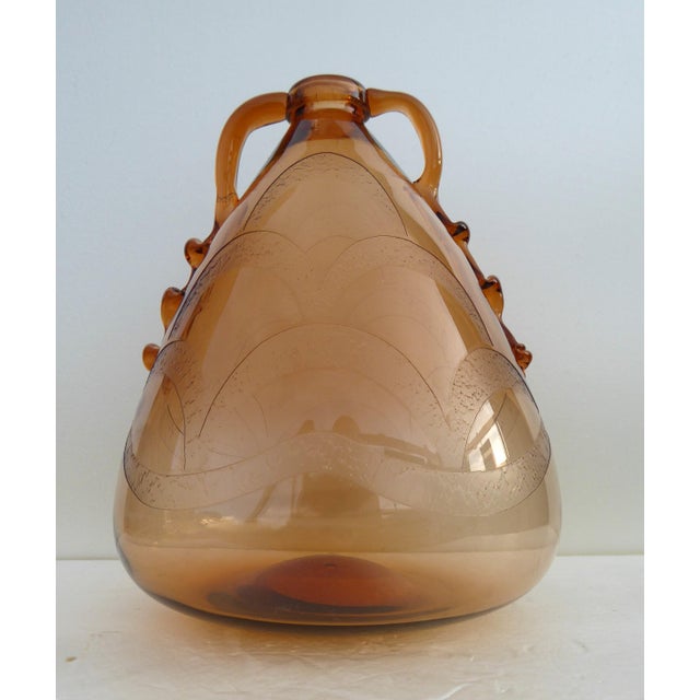 Italian Art Glass Art Deco Murano with Cameo Etched Pattern Vase attributed to Cappellin Vittorio Zecchin For Sale - Image 17 of 17