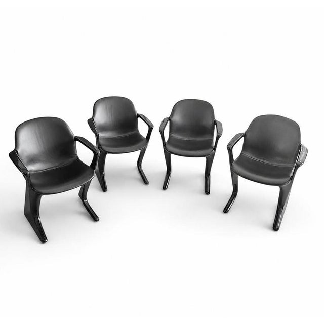 Kangaroo Z-Chairs with Black Leather Upholstery by Ernst Moeckl for Horn Collection, 1960s, Set of 4 For Sale - Image 14 of 18