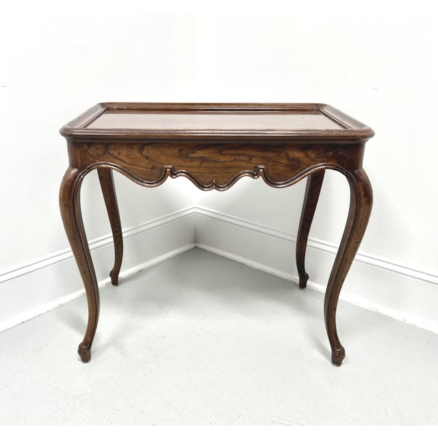 Henredon Henredon Distressed Burl Oak French Country Style Tea Table For Sale - Image 4 of 12