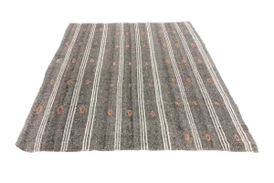 1970s Vintage Gothic Kilim Rug- 6′7″ × 7′8″