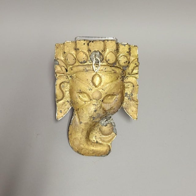 Vintage Blue and Red Elephant Nepalese Ganesh Wall Mask With Silver Filigree For Sale In Raleigh - Image 6 of 7