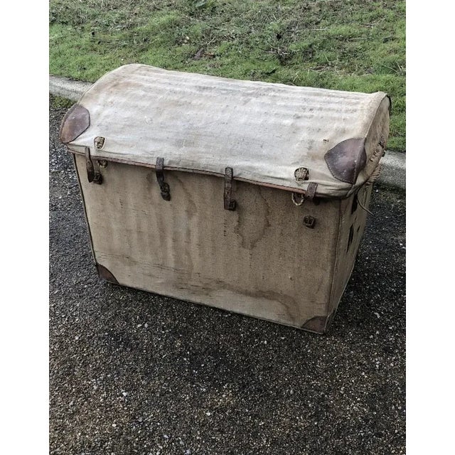 Wood Militaria Rattan and Wicker Trunk, 1930s For Sale - Image 7 of 7