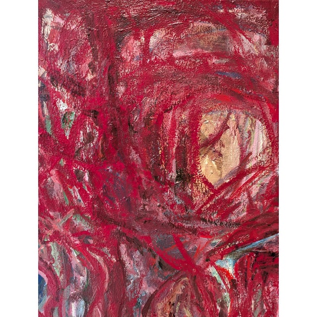 Kristi Haines Herman “Familial Pedestal” Contemporary Gestural Red Abstract Expressionist Painting, 2024 For Sale - Image 4 of 10