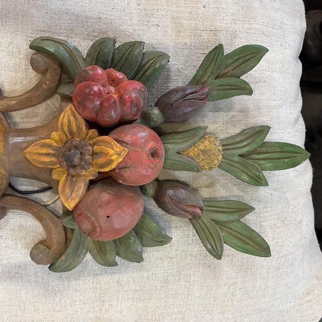 Pair of Carved Wood Fruit Basket Wall Sconces For Sale - Image 12 of 12