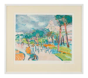 Harbor Promenade, Color Lithograph
