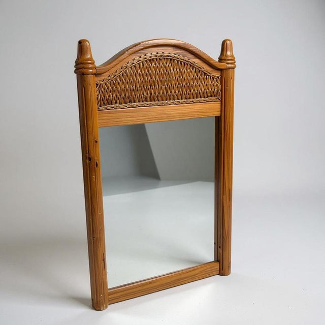 Large Mid-Century Modern Mirror in Bamboo and Pine For Sale - Image 6 of 6