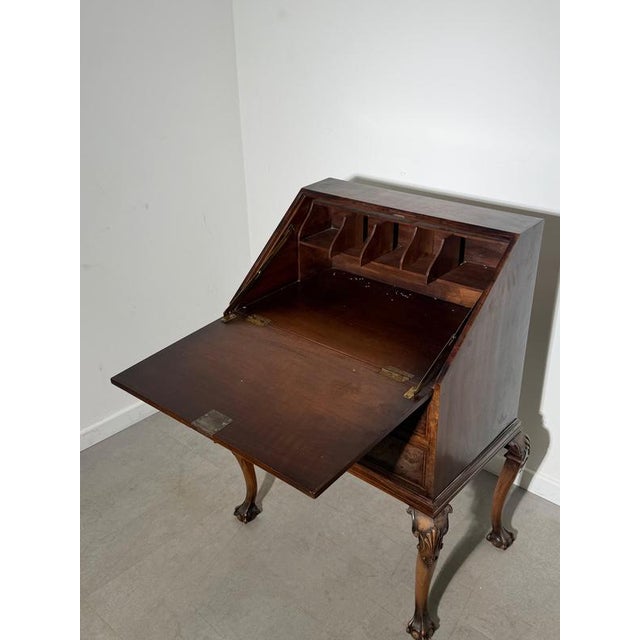 Antique Chippendale Secretary in Burlwood Veneer For Sale - Image 4 of 5