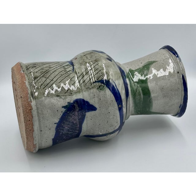 Ceramic Mid 20th Century Salt Glazed Stoneware Studio Art Pottery Vase Signed For Sale - Image 7 of 8