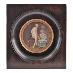 "Le Bain”, 19th-Century French Miniature Portrait, Rare and Exquisite Glimpse Into 1800s Private Life