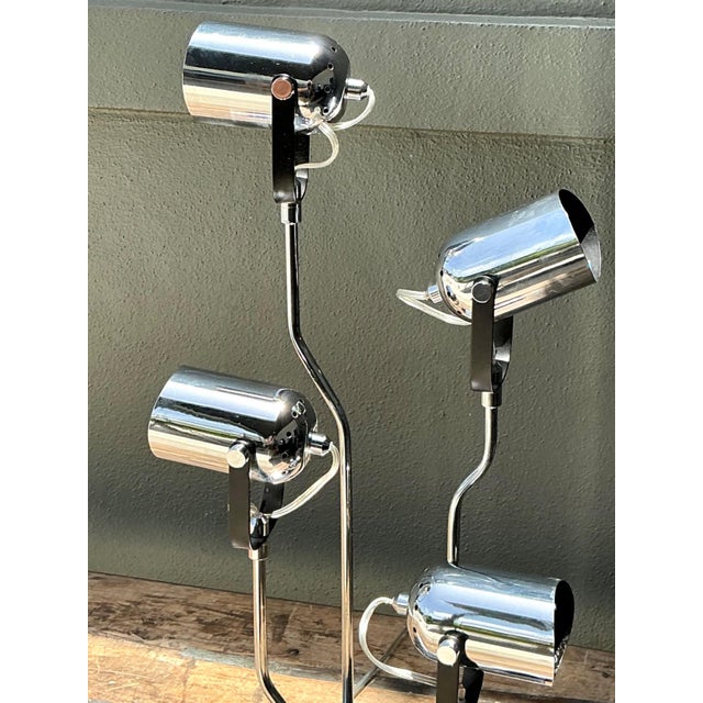 Vintage Van Teal Industrial Chrome Multi-Light Lamp For Sale - Image 12 of 13