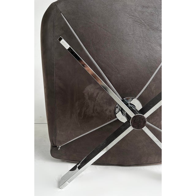 Edra Chiara Model Ottoman, Lounge Chair With Chrome Bases, Supple Leather, Setof 2 For Sale - Image 16 of 18