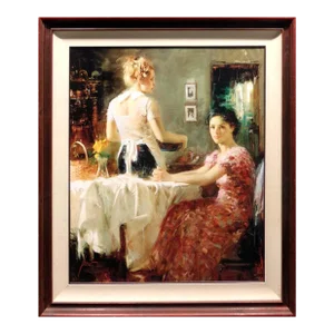 Pino Daeni "Sharing Moment" Framed Hand Signed Embellished Giclee on Canvas