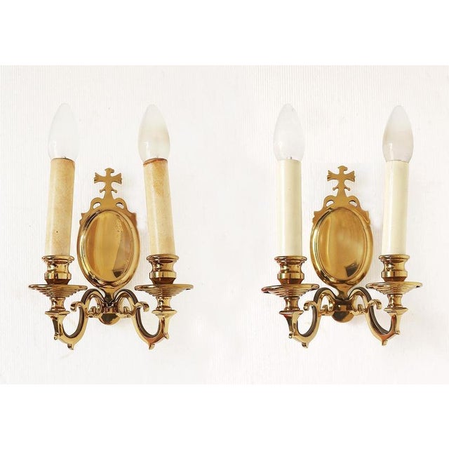 French Belle Epoche / Art Deco Eagle Wall Sconces in Brass, 1930s, Set of 2 For Sale - Image 4 of 6
