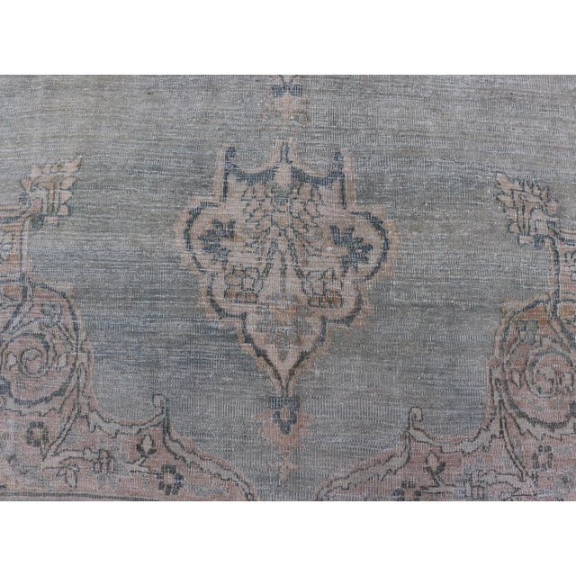 Antique Persian Khorassan Rug With Soft Blue and Taupe Allover Medallion 9'7 X 13 For Sale - Image 13 of 16