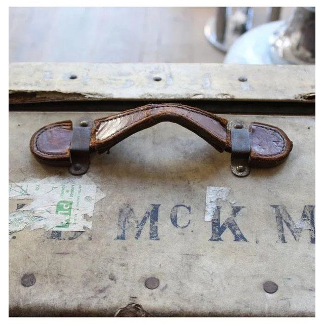 Animal Skin Leather Trunk with Stickers, 1910s For Sale - Image 7 of 8