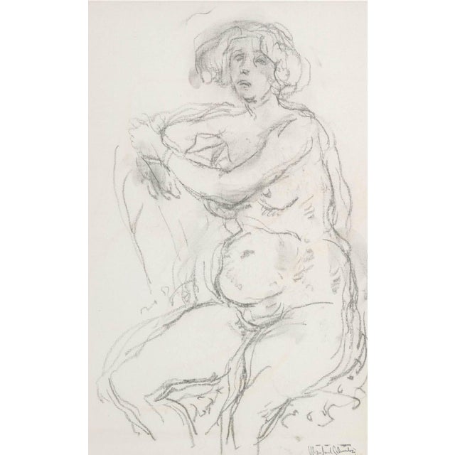 Manfred Schwartz (American, born Poland, 1909-1970), Nude Woman Study, Charcoal on Paper, artist's signature stamp lower...