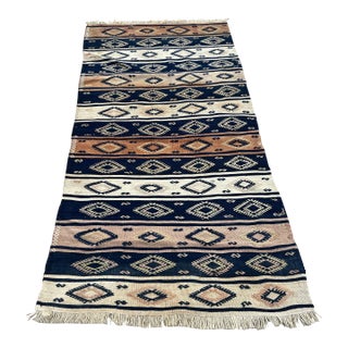 1940s Embroidery Flatweave Kilim Rug 2’10x5’7 For Sale