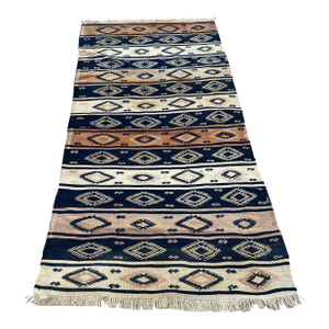 1940s Embroidery Flatweave Kilim Rug 2’10x5’7