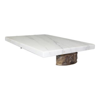 Contemporary Marble Tray With Antique French Bronze Feet For Sale