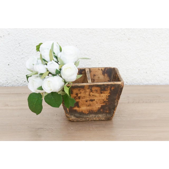Discover the honest beauty and enduring utility of rural craftsmanship with this charming small vintage wooden bucket....