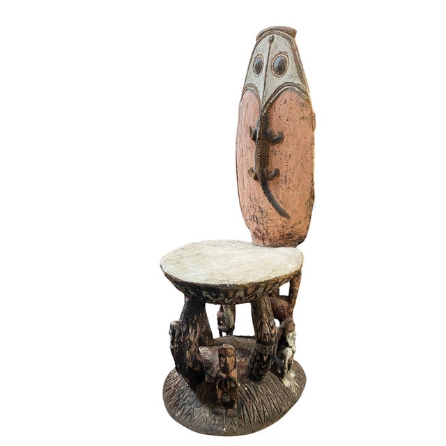 Museum Quality Vintage Orator's Stool (Teket) Litmus People Papua New Guine 55" H For Sale - Image 4 of 12